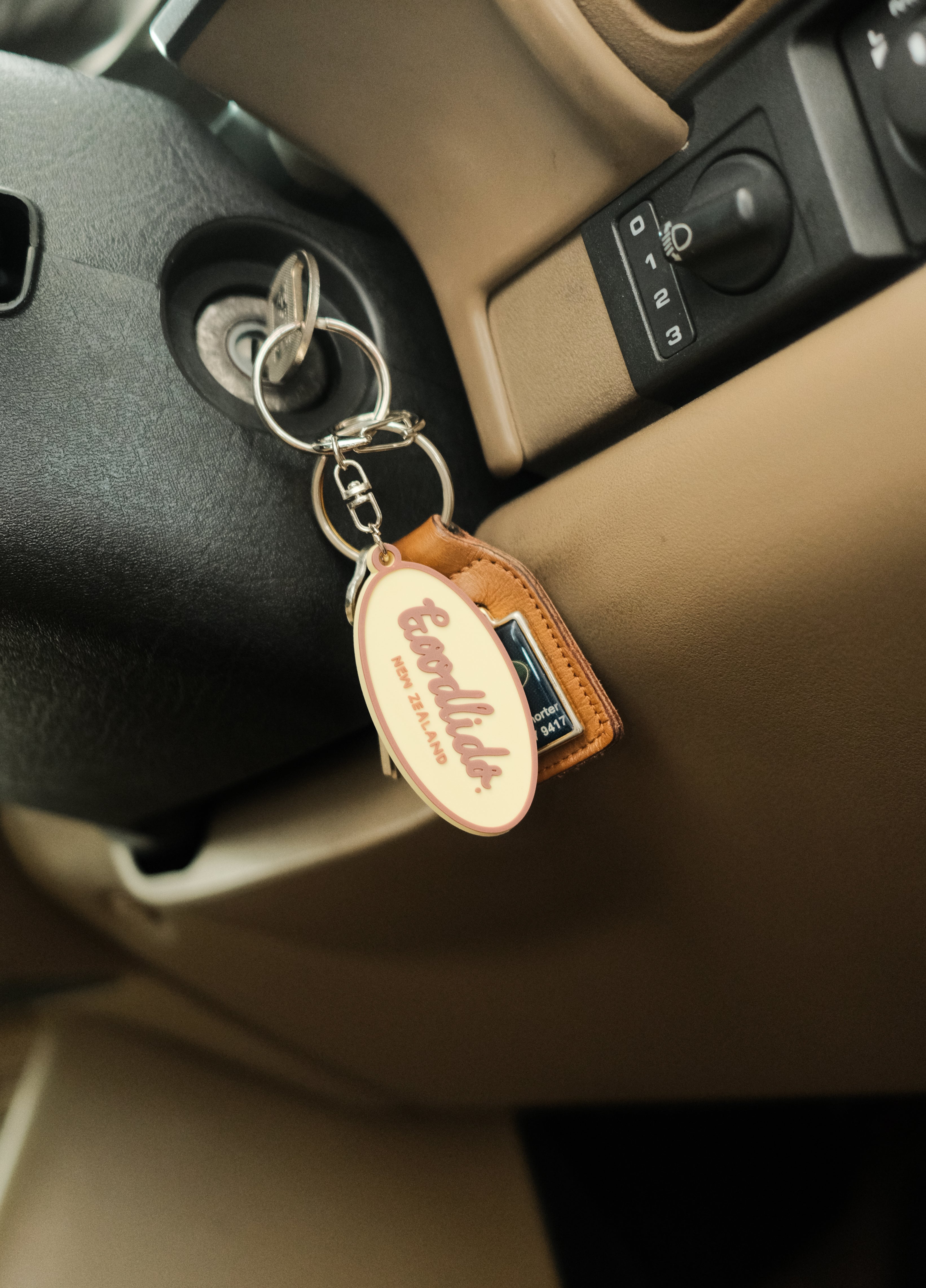 Signature Keychain - Cream/Brown